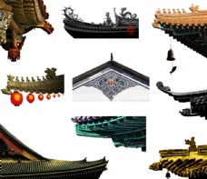 水墨中国风古代房檐