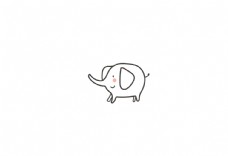 可爱小动物可爱手绘线描卡通动物小大象矢量