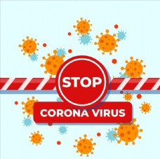 创意阻止新型冠状病毒警示牌矢量