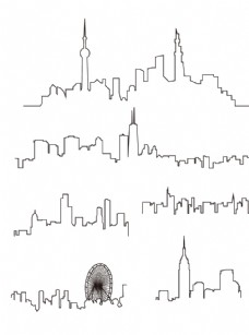 中国风设计城市建筑轮廓矢量图
