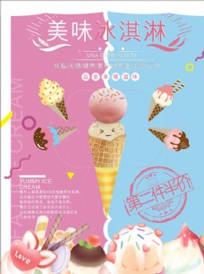 夏日冰淇淋介绍冰激凌冰淇淋展板