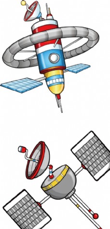 天空卡通宇宙空间站太空卫星接收器