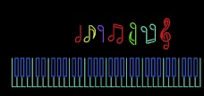 音符音乐符号钢琴键盘描边霓虹灯素材