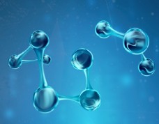 蓝色科技背景生物科技分子图背景护肤元素蓝色