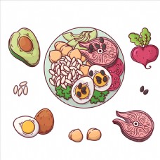 卡通菠萝矢量厨房蔬菜食品素材
