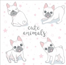 家犬粉色狗插画