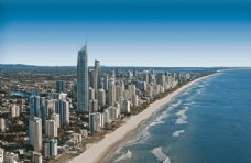 城市建筑天空蓝色海岸线背景素材