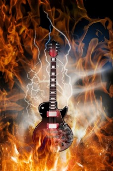 吉他火焰背景