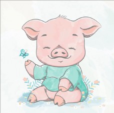 挂画卡通小猪