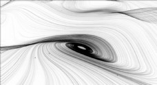 波浪般运动的黑白色粒子卷曲线条