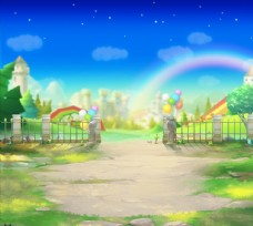 动画手绘彩虹场景