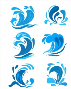 中国风设计海浪浪花矢量彩色素材