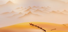 水墨中国风沙漠骆驼