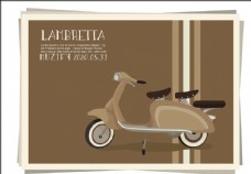 蓝贝咖啡蓝贝塔咖啡色摩托车广告画