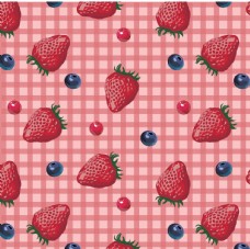 女童印花草莓格子