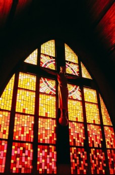 文字背景教堂十字架玻璃文艺背景素材