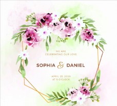 科技婚礼素材彩绘花卉婚礼海报