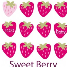 莓果草莓卡通水果儿童矢量