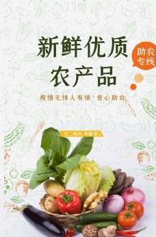 绿色蔬菜爱心助农蔬菜绿色简约海报