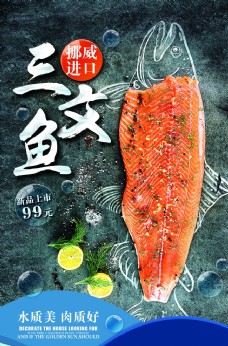 烤箱进口三文鱼宣传海报