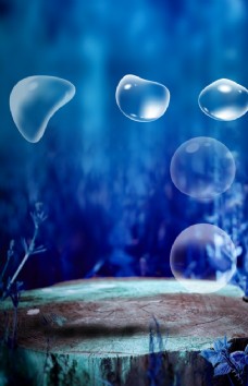 水珠素材海底水珠深海蓝色水泡背景素材