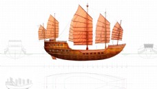 古代船只精细分层素材