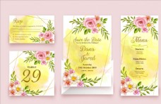 科技婚礼素材粉色花卉婚礼卡片