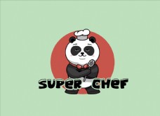 猫卡通卡通熊猫厨师