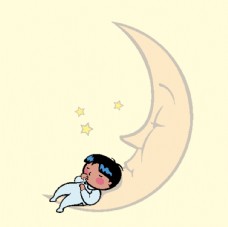 月亮上睡觉的婴儿