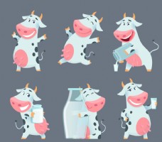 可爱卡通奶牛插画设计