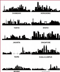 城市线条 矢量城市剪影 著名城