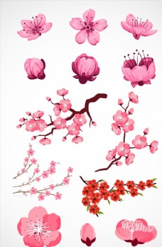花纹背景矢量手绘桃花素材