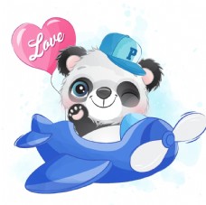 儿童熊猫插画