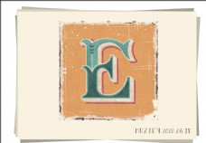 E 复古字母设计