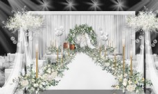 白绿花环小清新婚礼效果图