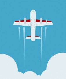 远山卡通飞机插画