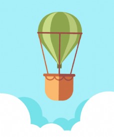 远山卡通热气球插画