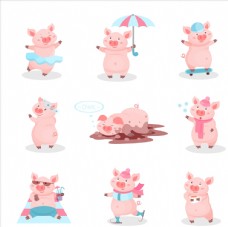 猪矢量素材卡通小猪