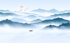 中国风设计新中式山水背景